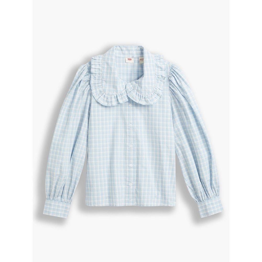 Emilie Button up Blue Plaid Peter Pan collar Blouse Levi’s xs
